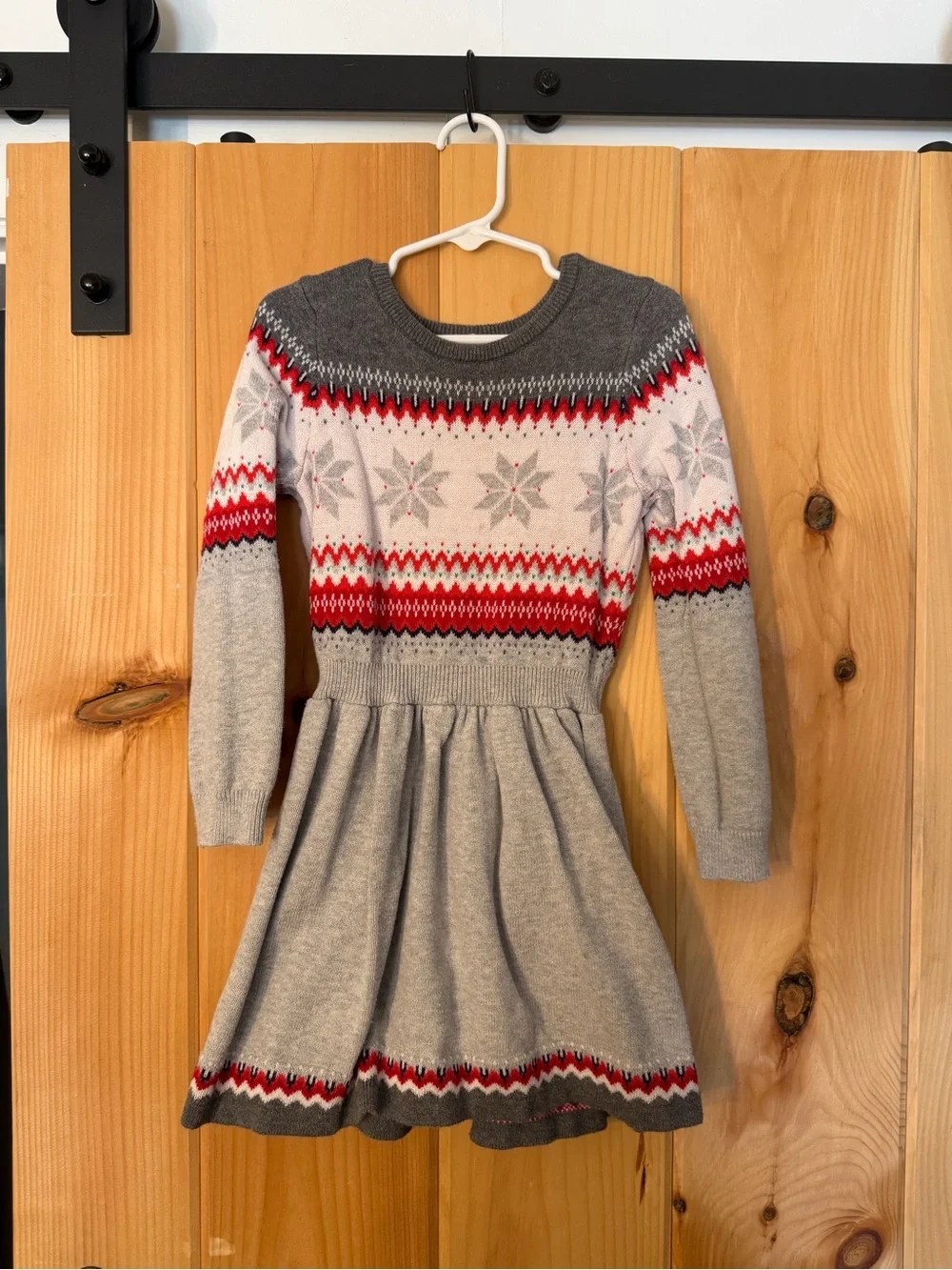 Gymboree Gray and Red Fair Isle Sweater Dress